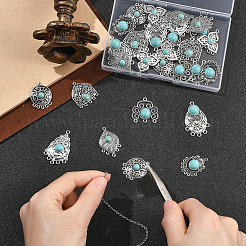 32Pcs 8 Styles Alloy with Synthetic Turquoise Chandelier Component Links&nbsp;FIND-SZ0019-81