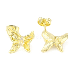 Brass Pave Clear Cubic Zirconia Stud Earring Findings&nbsp;KK-F875-06G