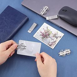 8種類のスタイルのステンレススチールクリップ2個  ドル型＆長方形  ステンレス鋼色  48x28.5x75mm&nbsp;AJEW-CA0001-76