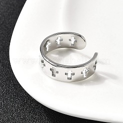 女性用304ステンレススチールカフリング  クロス  ステンレス鋼色  7mm  内径：18mm&nbsp;RJEW-A077-02P