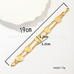 Brass Flat Round Link Chain Bracelets for Women&nbsp;FE8262-1