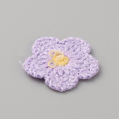ツートンカラーのポリエステルニットオーナメントアクセサリー  DIYミシンクラフト用  花  ライラック  25~26x26~27x2mm&nbsp;DIY-WH0308-416B