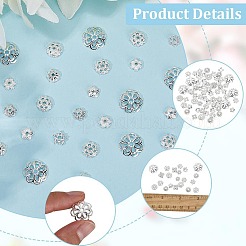 360個12スタイルの合金ビーズキャップ  花/スター  銀  6~14x6~14x2~4mm  穴：1~2mm  30個/スタイル&nbsp;TIBE-SC0002-40