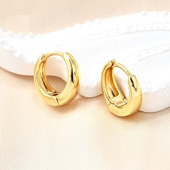 女性のための真鍮の分厚いフープピアス  カドミウムフリー＆ニッケルフリー＆鉛フリー  18KGP本金メッキ  13.5x6mm  ピン：0.8mm&nbsp;EJEW-G297-20G