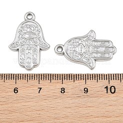 304ステンレスペンダント  花柄のチャームが付いたハムサの手  ステンレス鋼色  27x18x2mm  穴：2mm&nbsp;SA-CBA1839-12P
