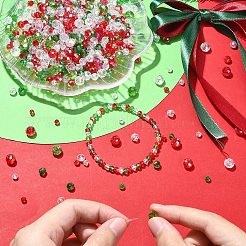 150G Christmas Themed Glass Beads&nbsp;GLAA-YWC0004-05