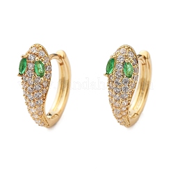 Brass Cubic Zirconia Hoop Earrings&nbsp;EJEW-D301-05G-02