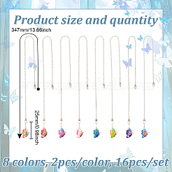 16Pcs 8 Colors Butterfly Alloy Charms Ceiling Fan Pull Chain Extenders&nbsp;HJEW-GO00069