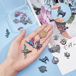 動物をテーマにした合金ペンダントセット  混合図形  虹色  10~37x8~45.5x2.5~10mm  20個/箱&nbsp;FIND-HY0001-48