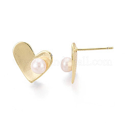 Brass & Natural Pearl Stud Earrings&nbsp;PEAR-N020-WX01