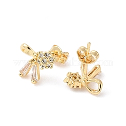 Brass Micro Pave Clear Cubic Zirconia Stud Earrings&nbsp;EJEW-M103-12G