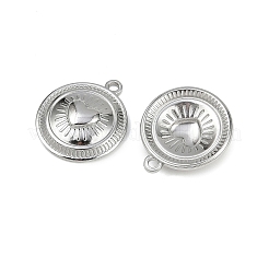 304ステンレスペンダント  ハートチャーム付きフラットラウンド  変色防止  ステンレス鋼色  21.5x18.5x4.5mm  穴：1.8mm&nbsp;STAS-D363-02P