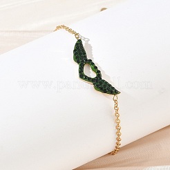 Valentine's Day 304 Stainless Steel Rhinestone Heart with Angel Wings Link Bracelets&nbsp;SA-CBA5F76-01G