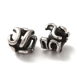 304ステンレススチールヨーロピアンビーズ  大穴ビーズ  ナゲット  アンティークシルバー  7x5.5mm  穴：4mm&nbsp;STAS-A080-34AS