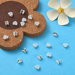 シリコン製ピアスキャッチ  真鍮ベルトピアスバックキャッチ  ハート  プラチナ  6x6.5x4.5mm  穴：0.8mm&nbsp;SIL-YW0001-09P
