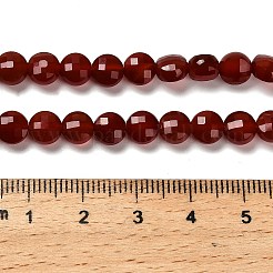 天然カーネリアン（染色・加熱）ビーズ連売り  ファセットスクエアカットコインビーズ  グレードA  フラットラウンド  6~7.5x4~4.5mm  穴：0.8~1mm  約63~67個/連  15.51~15.55インチ（39.4~39.5cm）&nbsp;G-C179-A6mm-24