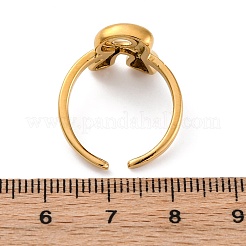 女性用304ステンレススチールオープンカフリング  文字L  18KGP本金メッキ  文字r  13~14x7~15mm&nbsp;RJEW-M060-01G-18