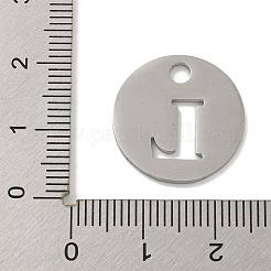 変色しない304ステンレススチールペンダント  ステンレス鋼色  アルファベット付きフラットラウンド  文字l  19x1.2mm  穴：2.5mm&nbsp;STAS-F233-M-P01-A-L
