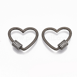 Brass Micro Pave Clear Cubic Zirconia Screw Carabiner Lock Charms&nbsp;ZIRC-T010-11