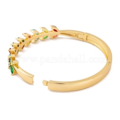 Brass Pave Colorful Cubic Zirconia Hinged Bangles for Women&nbsp;BJEW-S147-33G-C