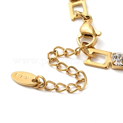 304ステンレススチールパヴェクリアキュービックジルコニアリンクブレスレット  ゴールドカラー  クロス  6-1/2インチ（16.5cm）&nbsp;LS-BJEW-C076-01A-G
