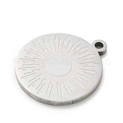 ステンレスペンダント201個  フラットラウンドのチャーム  ステンレス鋼色  太陽  24.5x21.5x2mm  穴：2mm&nbsp;SA-CBA3D3A-05P-12