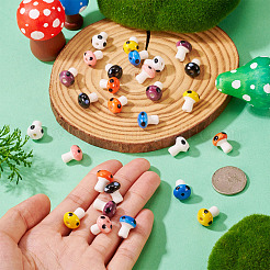 28 個 7 色の手作り磁器ビーズ  手描きの陶器ビーズ  キノコ  ミックスカラー  12x10~10.5mm  穴：2mm  4個/カラー&nbsp;PORC-TA0001-23