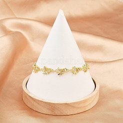 女性用真鍮マイクロパヴェクリアキュービックジルコニアリンクチェーンブレスレット  ラックめっき  長持ちメッキ  鉛フリー＆カドミウムフリー  18KGP本金メッキ  蝶  7-1/2インチ（19.2cm）&nbsp;BJEW-A090-10E-G