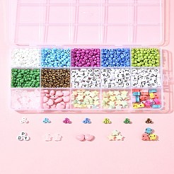 DIYブレスレットジュエリー検索キット  ガラスシードビーズ入り  アクリルビーズ  ミックスカラー  4mm  穴：1.5mm  5色  12 G /カラー  60グラム&nbsp;DIY-FS0007-83