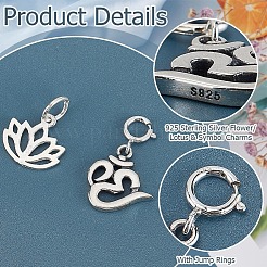 2Pcs 2 Styles 925 Sterling Silver Pendants&nbsp;STER-AR0001-07