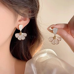 Flower Alloy Enamel Dangle Stud Earrings&nbsp;FS-WG81B6C-01