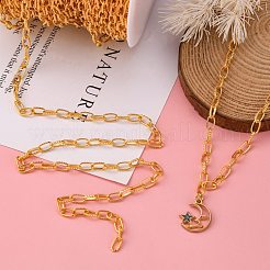 アイアン製アズキチェーン  テクスチャ  溶接されていない  スプールで  フラットオーバル  ゴールドカラー  8x5x1.2mm  約164.04フィート（50m）/ロール&nbsp;CHT012Y-G