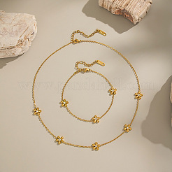 304 Stainless Steel Flower Link Chain Necklaces and Bracelets&nbsp;DF0903-3
