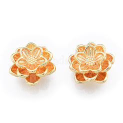 真鍮ビーズ  ニッケルフリー  花  18KGP本金メッキ  12.5x13x6mm  穴：1.5mm&nbsp;KK-N259-59