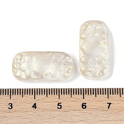 スプレー塗装された透明ガラスコネクタチャーム  カーブ長方形のリンク  トウモロコシの穂の黄色  25x12x6.5mm  穴：1.4mm&nbsp;GLAA-H035-06A