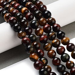 天然石ビーズ  カラフルなトラの目  グレードA  ラウンド  カラフル  8mm  穴：1mm  46本/連15.2インチ&nbsp;X-Z0RQR012