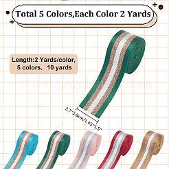 10ヤード 5色 フィリグリー ポリエステル ストライプリボン  フラット  ミックスカラー  1-1/2インチ（37~38mm）  2ヤード/カラー&nbsp;OCOR-WR0001-22