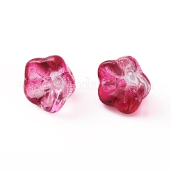 電気メッキガラスビーズ  朝顔  クリムゾン  8.5x8x5.5mm  穴：1mm&nbsp;EGLA-I012-B03