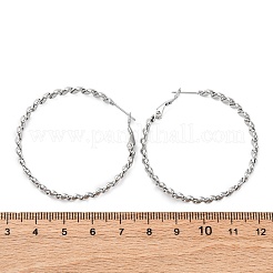304ステンレススチールフープピアス  ダブルツイスト  ステンレス鋼色  43x4.5mm&nbsp;EJEW-S250-04A-P