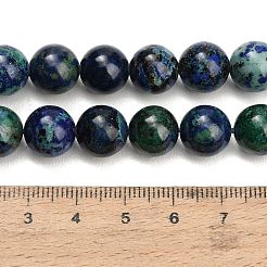 天然アズライトビーズ連売り  スムーズなラウンド  10mm  穴：1mm  約37個/連  15.20~15.43''（38.6~39.2センチメートル）&nbsp;G-G475-A04-10mm