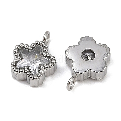 304ステンレススチールマイクロパヴェキュービックジルコニアチャーム  スター  ステンレス鋼色  11x8.5x3.5mm  穴：1.5mm&nbsp;STAS-K302-01A-P
