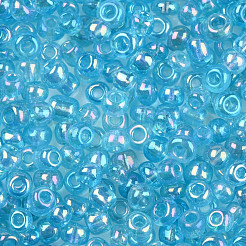 ラウンドガラスシードビーズ  透明色の虹  ラウンド  ディープスカイブルー  12/0  2mm  穴：1mm  約30000個/ポンド&nbsp;SEED-A007-2mm-163