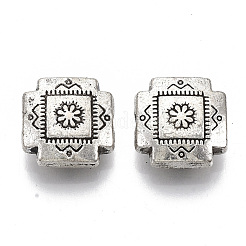 チベット風合金ビーズ  カドミウムフリー＆鉛フリー  クロス  アンティークシルバー  12x12x5mm  穴：1.6mm&nbsp;X-TIBE-S320-130AS-LF