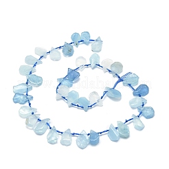 生のラフな天然アクアマリンビーズ連売り  水滴型のナゲット  10~21x8~13x2.5~6mm  穴：1mm  約34~38個/連  15.75''（40センチメートル）&nbsp;G-E576-19