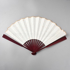 書道用の紙と竹の扇子  暗赤色  330x30.5x33.5mm&nbsp;AJEW-WH0609-654A