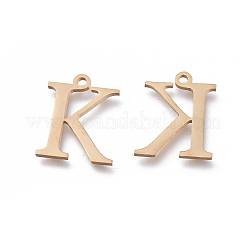 304ステンレススチールチャーム  ギリシャ語のアルファベット  ゴールドカラー  文字.k  13.8x11.2x1mm  穴：1.2mm&nbsp;STAS-K215-05G