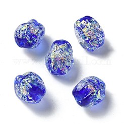 手作りのホイルランプワークビーズ連売り  ナゲット  ブルー  13.5~14x10.5mm  穴：1.2~1.5mm  約28個/連  14.84''（37.7センチメートル）&nbsp;FOIL-Z001-06E