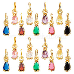 18Pcs 9 Colors  Brass Pave Cubic Zirconia Charms&nbsp;KK-GA0001-31