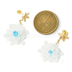 Christmas Snowflake Glass Seed Braided Dangle Earrings&nbsp;EJEW-MZ00233-05