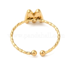 304ステンレススチールオープンカフリング  女性のためのジュエリー  18KGP本金メッキ  文字m  内径：19mm  文字：1mm&nbsp;RJEW-K261-02G-M